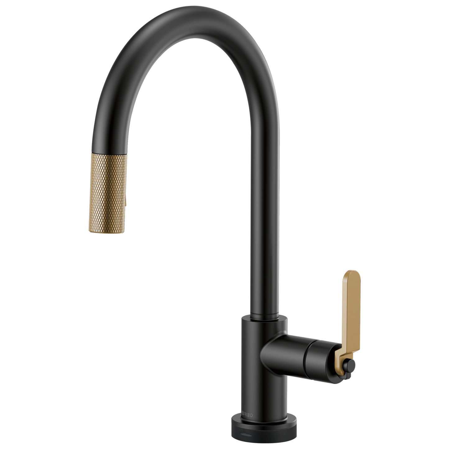 Litze SmartTouch Pull-Down Kitchen Faucet with Arc Spout and Industrial Handle - Matte Black / Brilliance® Luxe Gold®