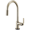 Litze SmartTouch Pull-Down Kitchen Faucet with Arc Spout and Industrial Handle - Brilliance® Polished Nickel