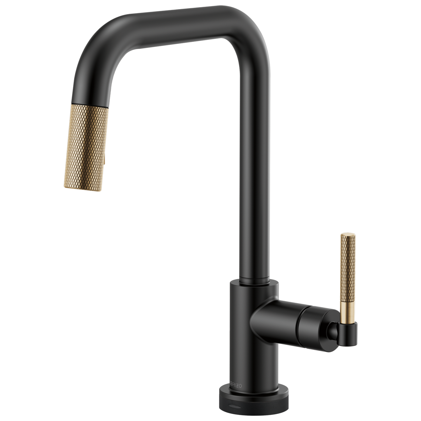 Litze SmartTouch Pull-Down Kitchen Faucet with Square Spout and Knurled Handle - Matte Black / Brilliance® Luxe Gold®