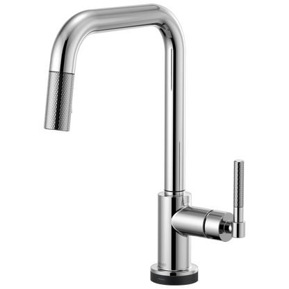 Litze SmartTouch Pull-Down Kitchen Faucet with Square Spout and Knurled Handle - Polished Chrome