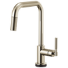 Litze SmartTouch Pull-Down Kitchen Faucet with Square Spout and Knurled Handle - Brilliance® Polished Nickel