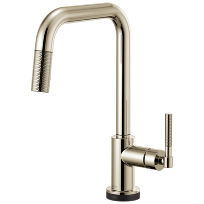 Litze SmartTouch Pull-Down Kitchen Faucet with Square Spout and Knurled Handle - Brilliance® Polished Nickel