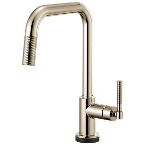 Litze SmartTouch Pull-Down Kitchen Faucet with Square Spout and Knurled Handle - Brilliance® Polished Nickel