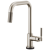 Litze SmartTouch Pull-Down Kitchen Faucet with Square Spout and Knurled Handle - Brilliance® Stainless