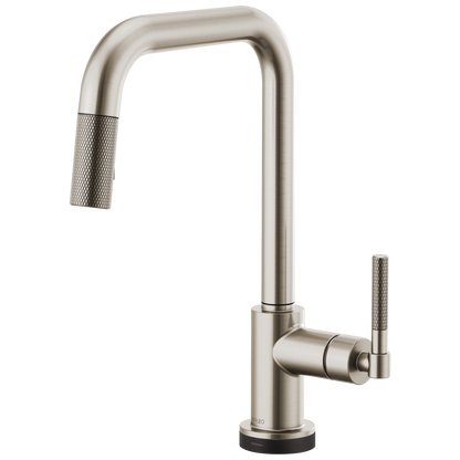 Litze SmartTouch Pull-Down Kitchen Faucet with Square Spout and Knurled Handle - Brilliance® Stainless