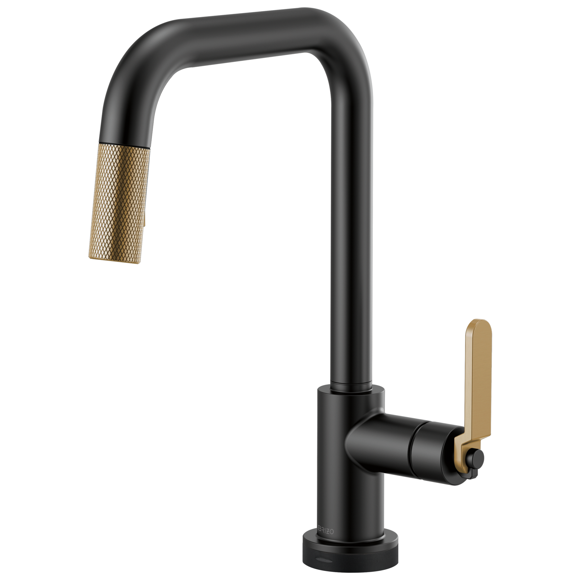 Litze SmartTouch Pull-Down Kitchen Faucet with Square Spout and Industrial Handle - Matte Black / Brilliance® Luxe Gold®