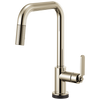 Litze SmartTouch Pull-Down Kitchen Faucet with Square Spout and Industrial Handle - Brilliance® Polished Nickel