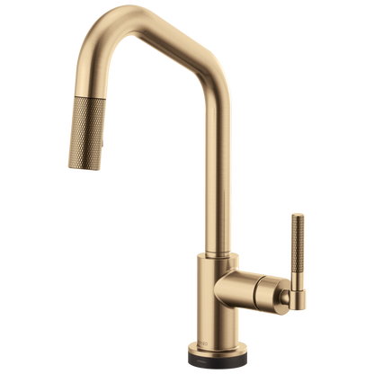 Litze SmartTouch Pull-Down Kitchen Faucet with Angled Spout and Knurled Handle - Brilliance® Luxe Gold®