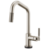 Litze SmartTouch Pull-Down Kitchen Faucet with Angled Spout and Knurled Handle - Brilliance® Stainless