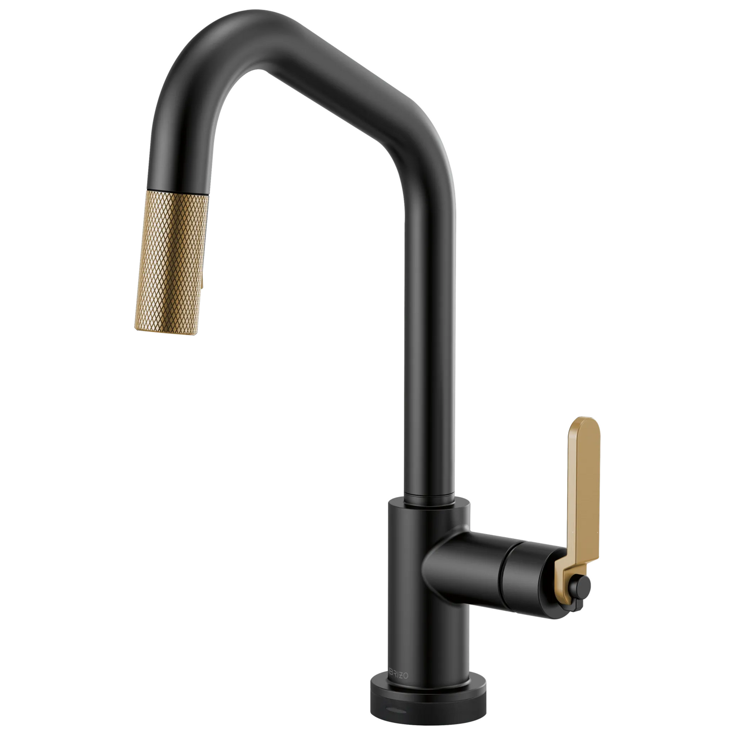 Litze SmartTouch Pull-Down Kitchen Faucet with Angled Spout and Industrial Handle - Matte Black / Brilliance® Luxe Gold®