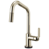 Litze SmartTouch Pull-Down Kitchen Faucet with Angled Spout and Industrial Handle - Brilliance® Polished Nickel