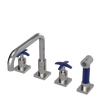 Rubinet Widespread Kitchen Set with Genesis Spout with Hand Spray Polished Nickel