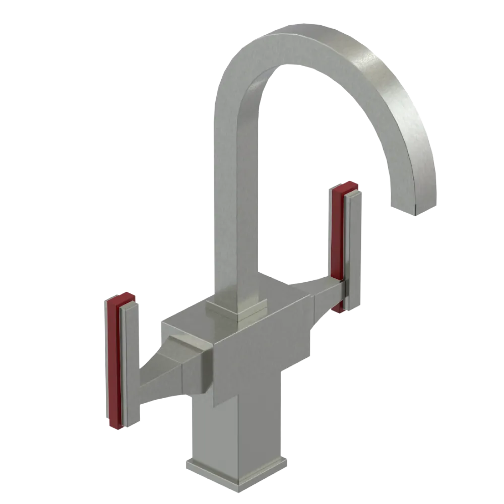 Rubinet Single Hole Dual Handle Lav. Set. (less drain) Satin Nickel