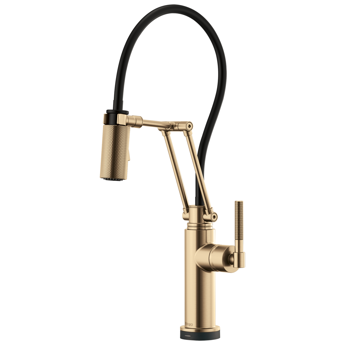 Litze SmartTouch Articulating Kitchen Faucet with Knurled Handle - Brilliance® Luxe Gold®
