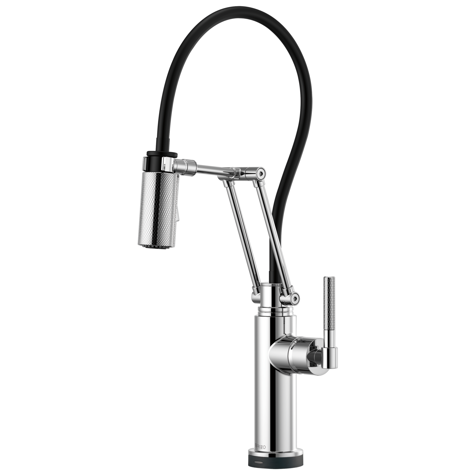 Litze SmartTouch Articulating Kitchen Faucet with Knurled Handle - Polished Chrome