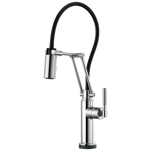 Litze SmartTouch Articulating Kitchen Faucet with Knurled Handle - Polished Chrome