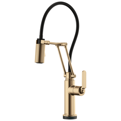 Litze SmartTouch Articulating Kitchen Faucet with Industrial Handle - Brilliance® Luxe Gold®