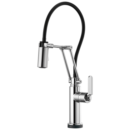Litze SmartTouch Articulating Kitchen Faucet with Industrial Handle - Polished Chrome
