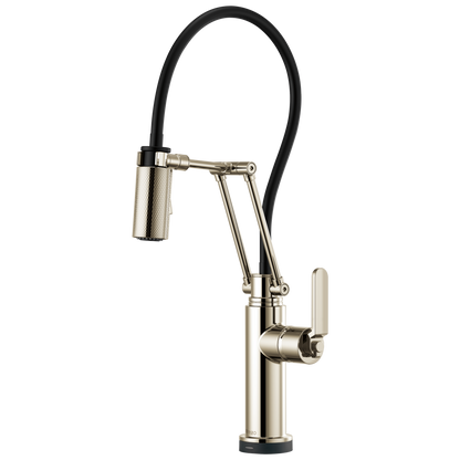 Litze SmartTouch Articulating Kitchen Faucet with Industrial Handle - Brilliance® Polished Nickel