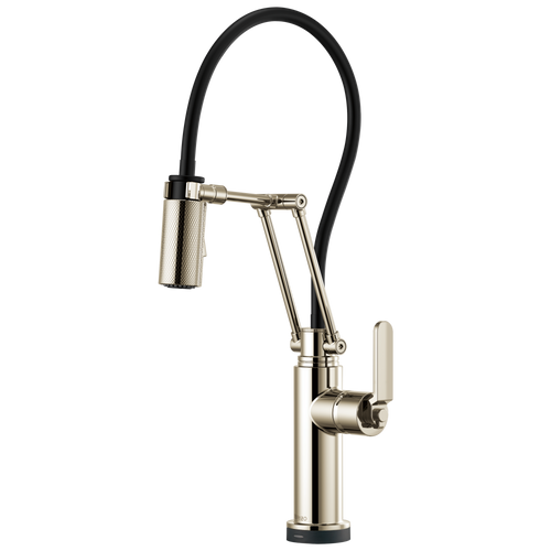 Litze SmartTouch Articulating Kitchen Faucet with Industrial Handle - Brilliance® Polished Nickel