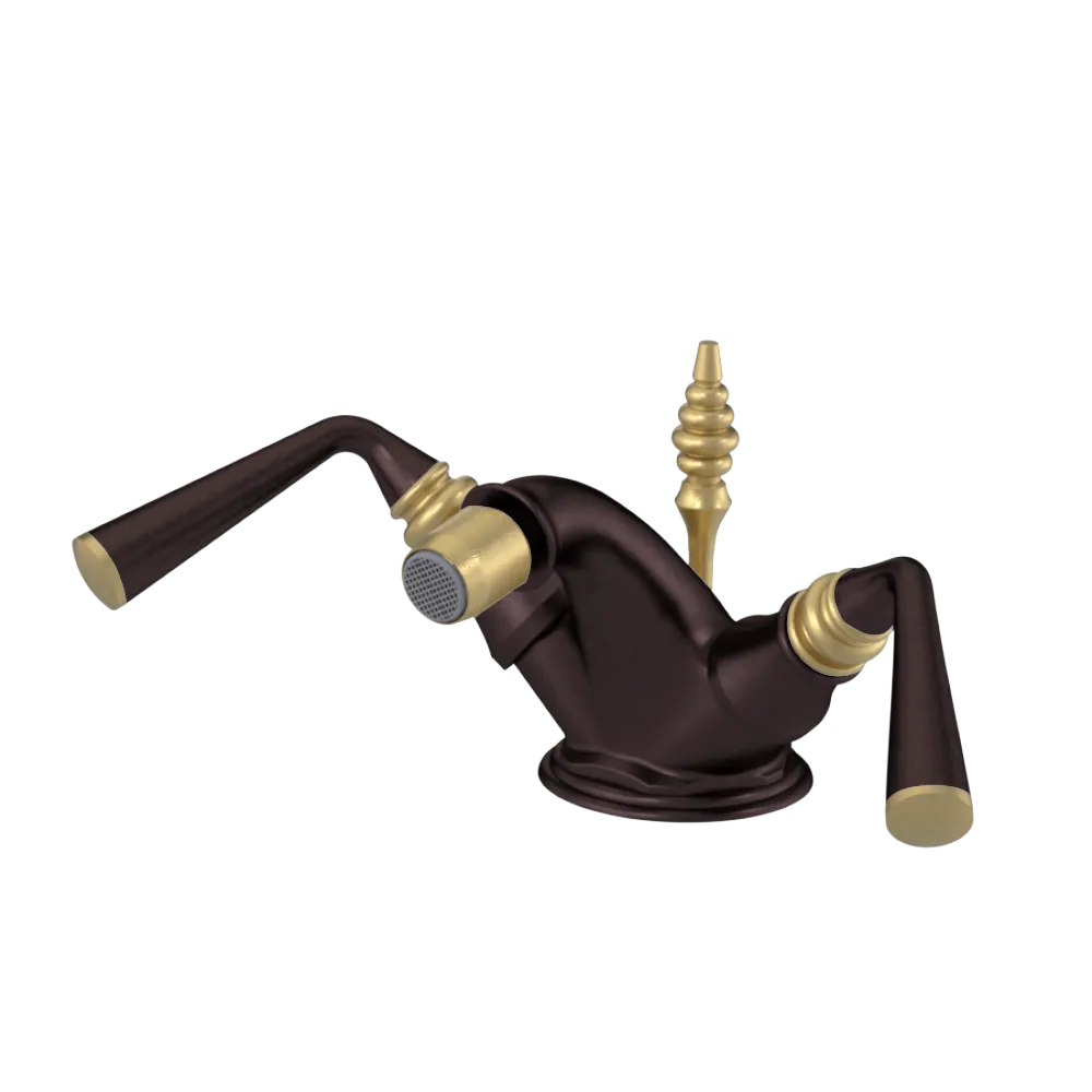 Rubinet Single Hole Dual Handle Bidet Fitting (Less Drain) Tuscan Brass