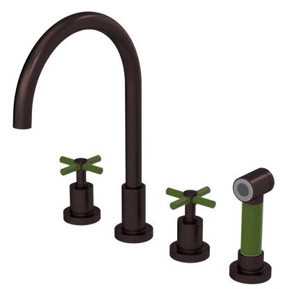 Rubinet Widespread Kitchen Set with LaSalle Spout with Hand Spray Oil Rubbed Bronze