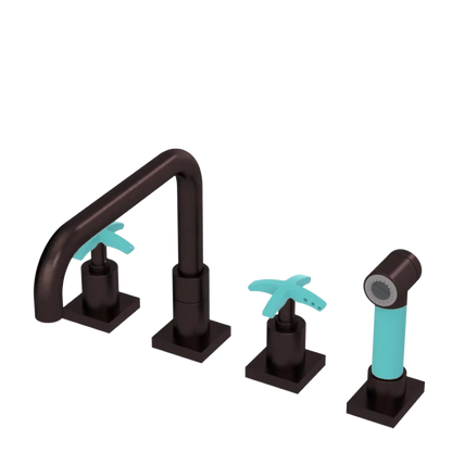 Rubinet Widespread Kitchen Set with Genesis Spout with Hand Spray Oil Rubbed Bronze