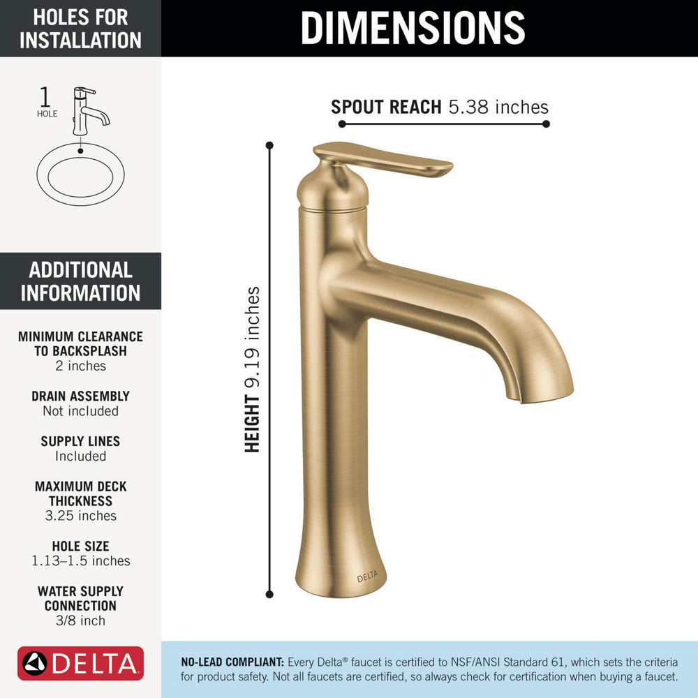 Delta BONACCI Single Handle Mid-Height Bathroom Faucet