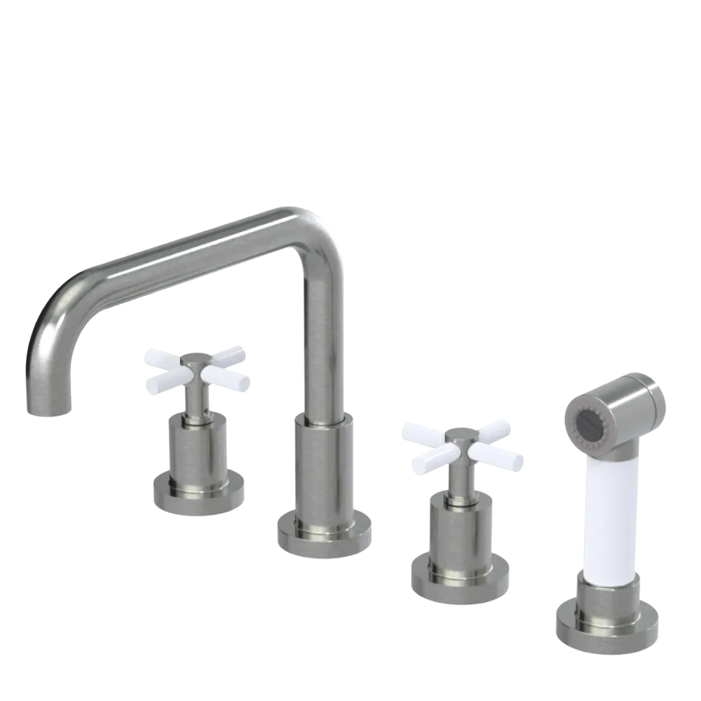 Rubinet Widespread Kitchen Set with Hand Spray Satin Nickel