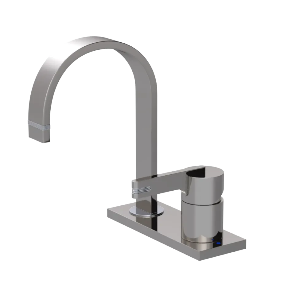 Rubinet 4" Centre Single Control Lav. Set (less drain) Polished Nickel