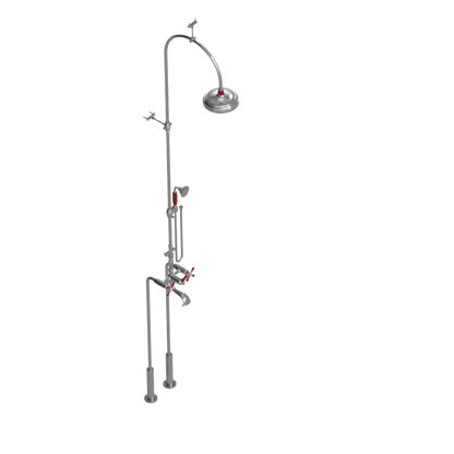 Rubinet Floor Mount Tub & Shower with hand held shower Satin Nickel