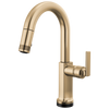 Brizo Kintsu SmartTouch Pull-Down Prep Faucet with Arc Spout - Less Handle - Complete Kit - Lumicoat® Luxe Gold®