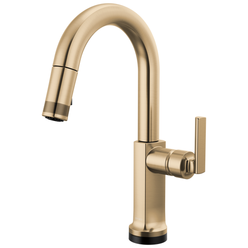 Brizo Kintsu SmartTouch Pull-Down Prep Faucet with Arc Spout - Less Handle - Complete Kit - Lumicoat® Luxe Gold®