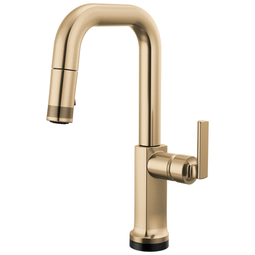 Brizo Kintsu SmartTouch Pull-Down Prep Faucet with Square Spout - Less Handle - Complete Kit - Lumicoat® Luxe Gold®