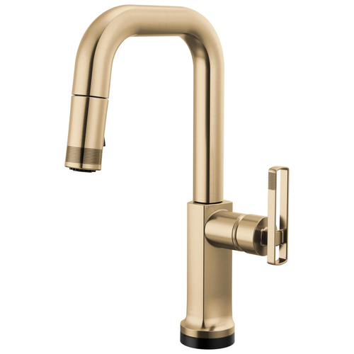 Brizo Kintsu SmartTouch Pull-Down Prep Faucet with Square Spout - Less Handle - Complete Kit - Lumicoat® Luxe Gold®