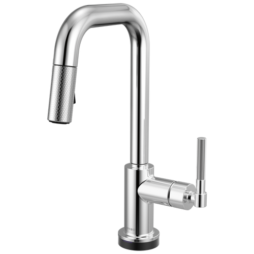 Brizo Smarttouch Pull Down Prep Faucet With Square Spout Knurled Handle