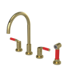 Rubinet Widespread Kitchen Set with Hand Spray Natural Brass