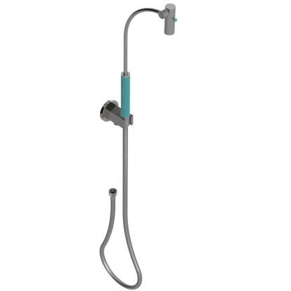 Rubinet Hand Held Shower Bidet with Extended Reach & Dual Function Spray Including Wall Bracket with Supply & Hose (Round) Polished Nickel