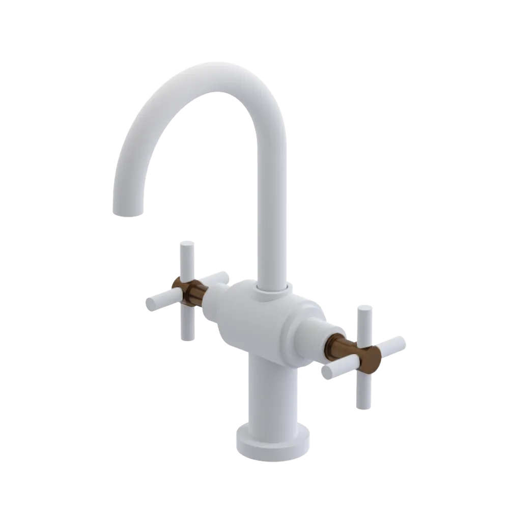 Rubinet Single Hole Dual Handle Lav. Set with LaSalle Spout (less drain) Matt White