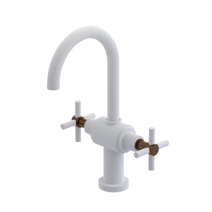 Rubinet Single Hole Dual Handle Lav. Set with LaSalle Spout (less drain) Matt White