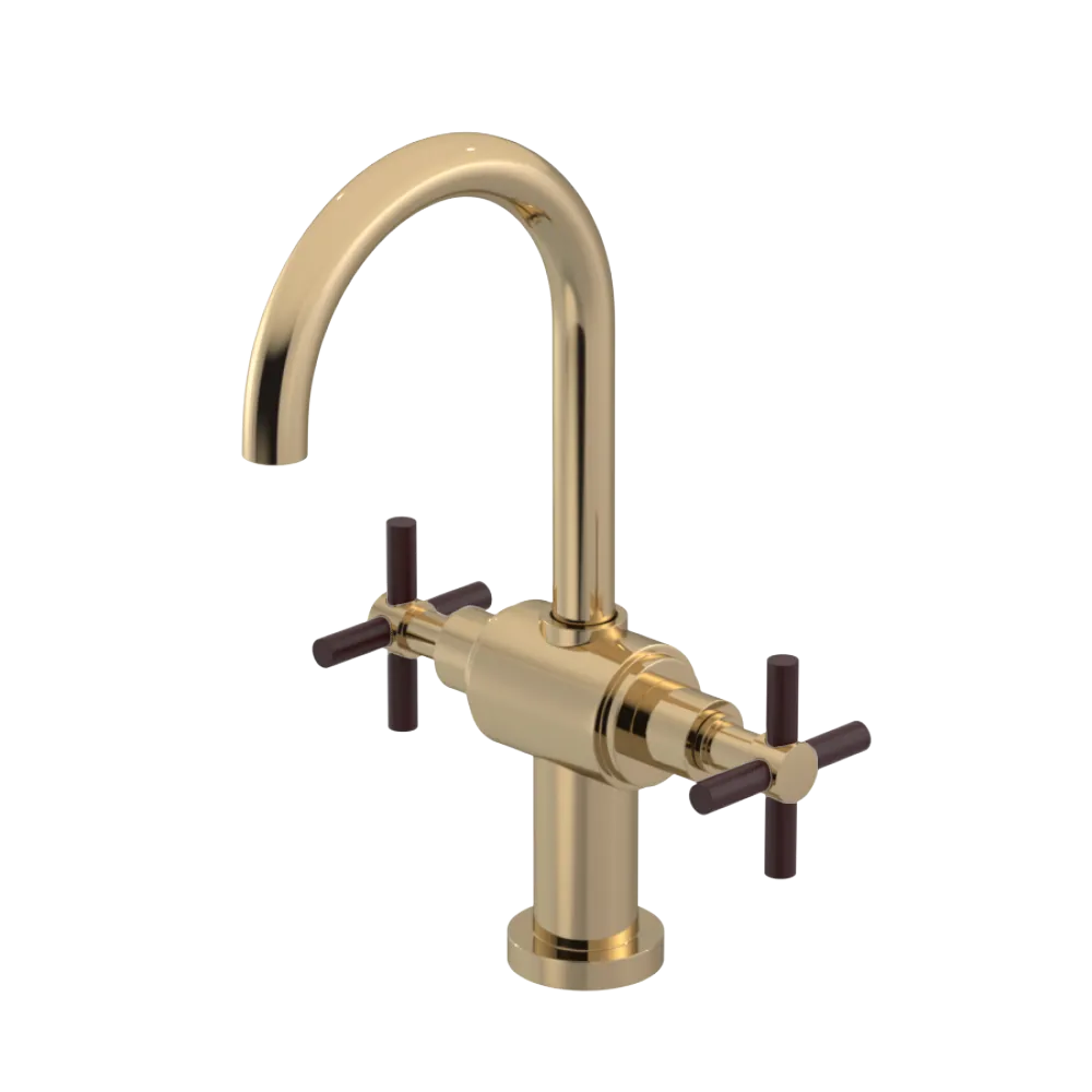 Rubinet Single Hole Dual Handle Lav. Set with LaSalle Spout (less drain) Gold