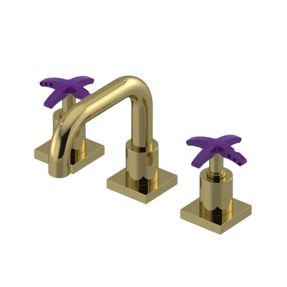 Rubinet Widespread Lav. Set. with Genesis spout (less drain) Natural Brass