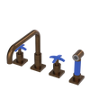 Rubinet Widespread Kitchen Set with Genesis Spout with Hand Spray Tuscan Brass