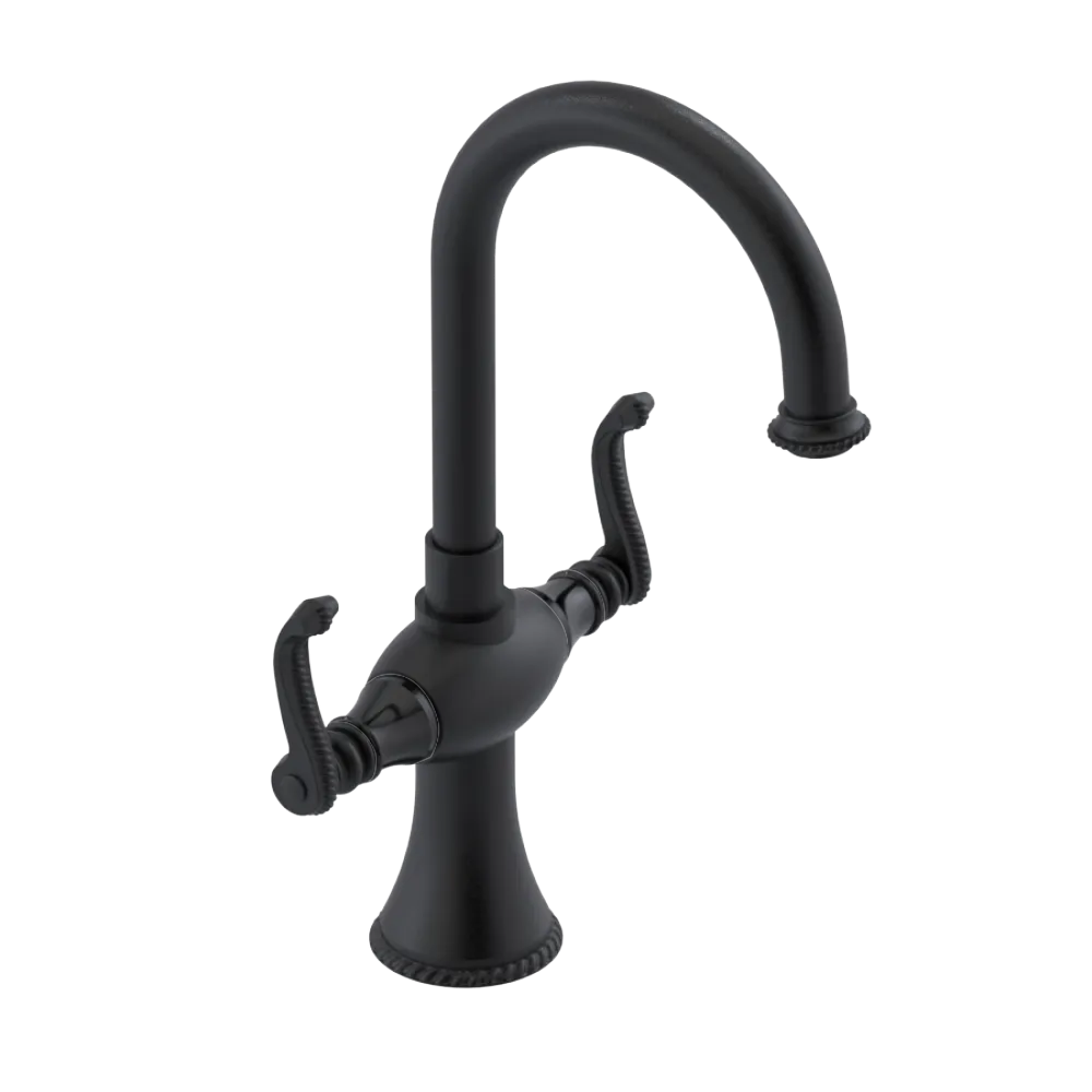 Rubinet Single Hole Dual Handle Lav. Set. (less drain) Matt Black