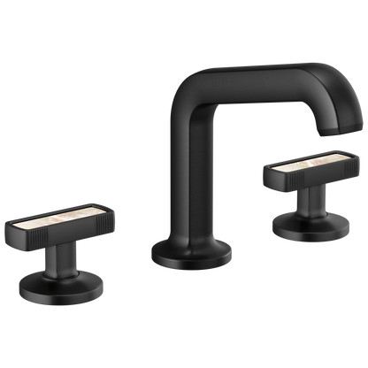 Brizo Kintsu Widespread Lavatory Faucet with Angled Spout - Less Handles - Complete Kit - Matte Black