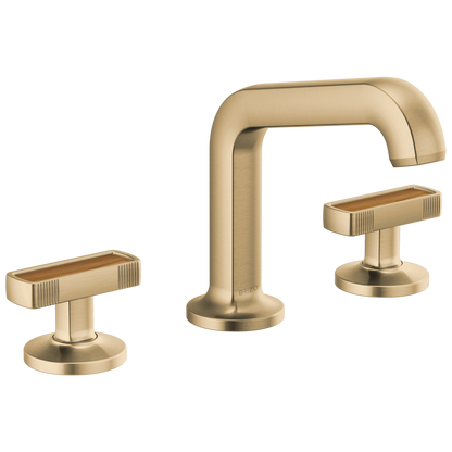 Brizo Kintsu Widespread Lavatory Faucet with Angled Spout - Less Handles 1.5 GPM - Complete Kit - Brilliance® Luxe Gold®