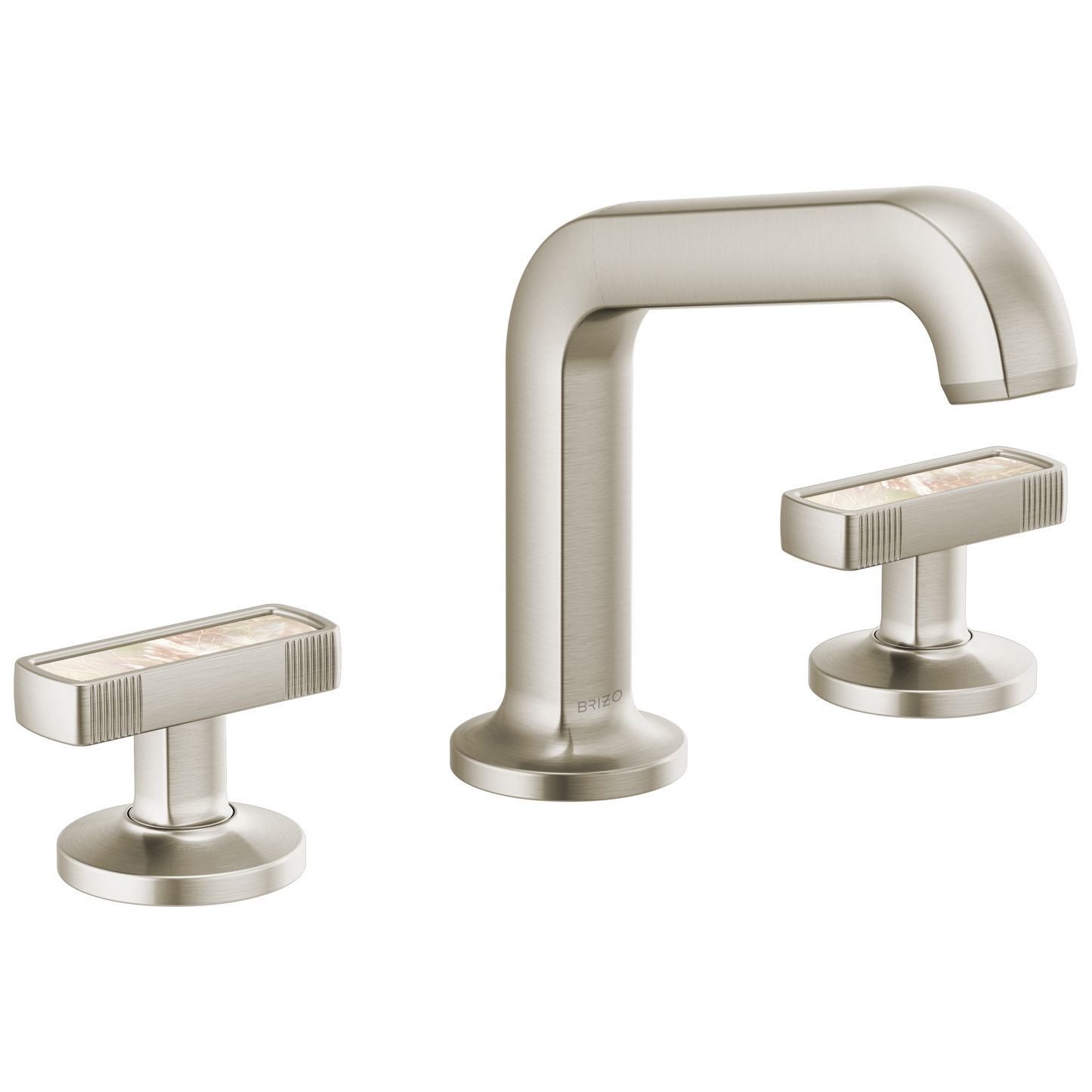 Brizo Kintsu Widespread Lavatory Faucet with Angled Spout - Less Handles 1.5 GPM - Complete Kit - Brilliance® Luxe Nickel®