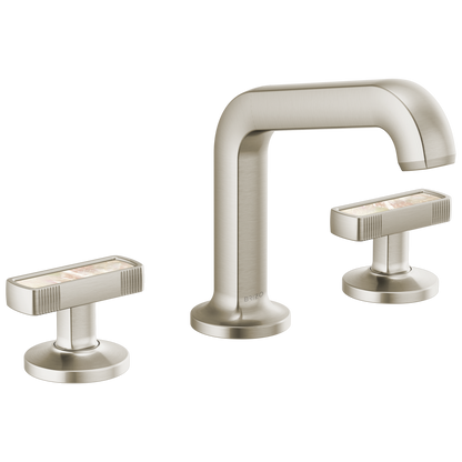 Brizo Kintsu Widespread Lavatory Faucet with Angled Spout - Less Handles 1.5 GPM - Complete Kit - Brilliance® Luxe Nickel®