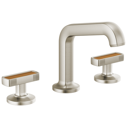 Brizo Kintsu Widespread Lavatory Faucet with Angled Spout - Less Handles 1.5 GPM - Complete Kit - Brilliance® Luxe Nickel®