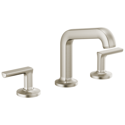 Brizo Kintsu Widespread Lavatory Faucet with Angled Spout - Less Handles 1.5 GPM - Complete Kit - Brilliance® Luxe Nickel®